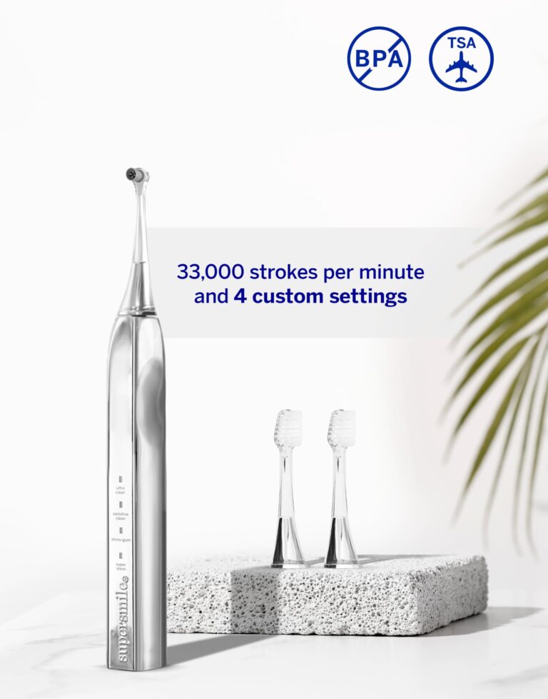 Supersmile Zina45 Deluxe Sonic Pulse Electric Toothbrush, Rechargeable Whitening Tooth Brush, Silver - Image 2