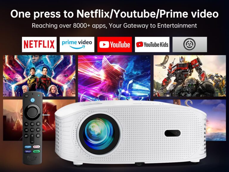 GooDee Smart 4K 1080P Projector - Video Projector with WiFi and Bluetooth, Movie Outdoor Projector for Home Theater Dolby Audio Zoom Portable Projector TV Stick, Netflix/Amazn Prime Video Certified - Image 7