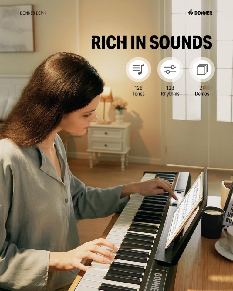 Donner DEP-1 Piano Keyboard 88 Keys, Beginner Digital Keyboard Piano Velocity-Sensitive Keys, Portable Electric Piano with Sustain Pedal, Carrying Case and Keyboard Stickers - Image 6