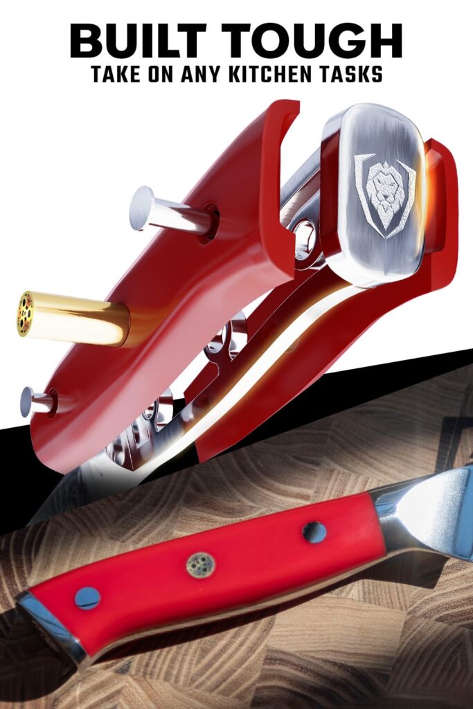 Dalstrong Slicing Carving Knife - 12 inch Granton Edge - Shogun Series - Damascus - Japanese AUS-10V Super Steel Kitchen Knife - Vacuum Treated - Crimson Red ABS Handle - Razor Sharp Knife - w/Sheath - Image 6