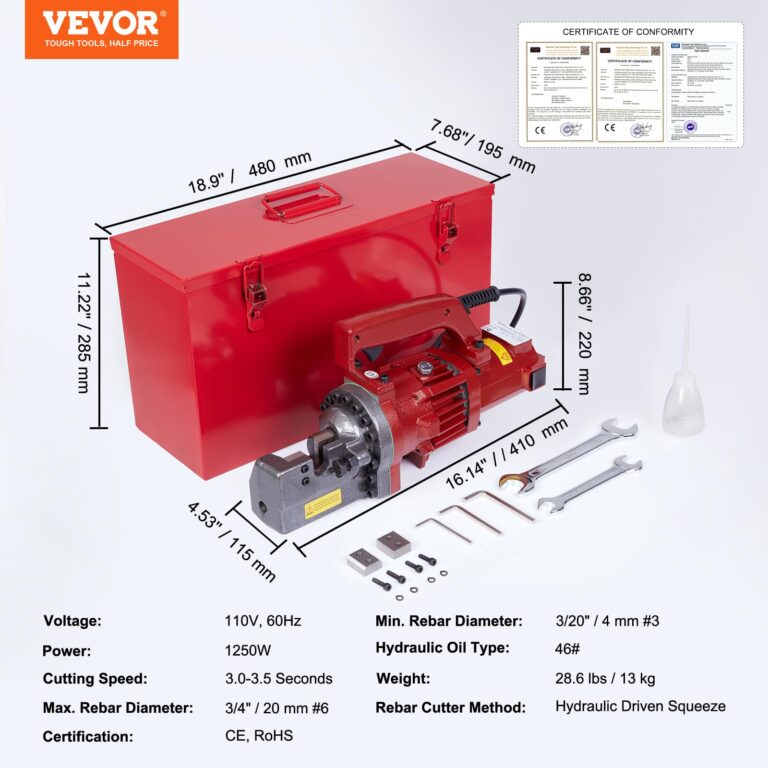 Happybuy Electric Hydraulic Rebar Cutter,1250W Portable Electric Rebar Cutter,Cutting up to 3/4 Inch #6 4-20mm Rebar within 4 Seconds,110V,with Easy to Carry Stainless Box(1250W RC-20) - Image 4