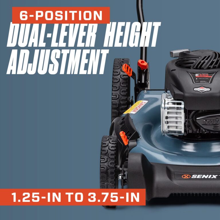 SENIX LSPG-M4 21-Inch Gas Push Lawn Mower with 125 cc 4-Cycle Briggs & Stratton Engine, Mulching and Side Discharge, 6-Position Dual Lever Height Adjustment - Image 5
