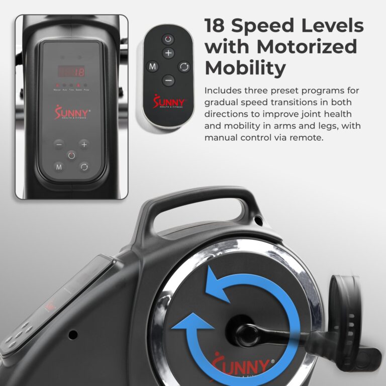 Sunny Health & Fitness Dual Function Smart Motorized Mini Bike Trainer, Under Desk Exercise Machine for Senior Training, Arm/Leg Cardio Cycle Workout, Free SunnyFit App Bluetooth Link-SF-B020029SMART - Image 4