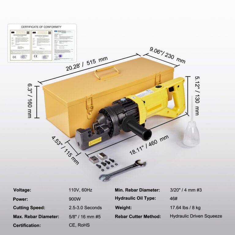 Happybuy Electric Hydraulic Rebar Cutter,900W Portable Electric Rebar Cutter,Cutting up to 5/8 Inch #5 4-16mm Rebar within 3 Seconds,110V,with Easy to Carry Stainless Box(900W RC-16) - Image 3