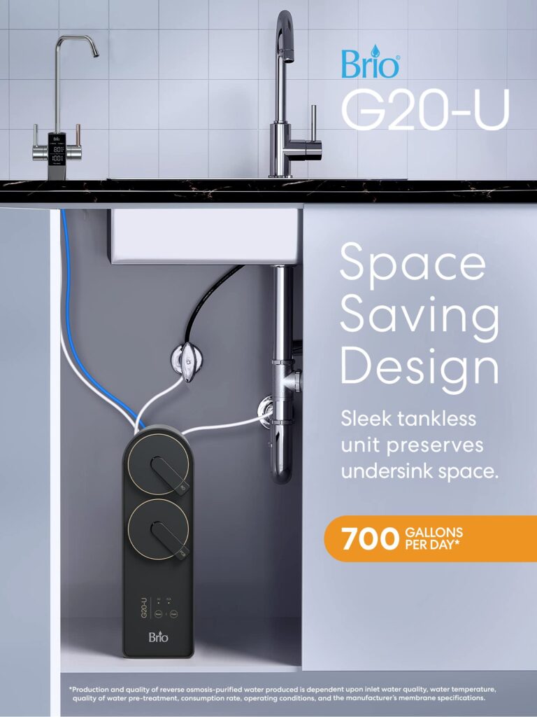 Brio Reverse Osmosis Water Filtration System, 700 GPD, 2:1 Pure to Drain, Tank-Less, Under Sink Faucet Mount - Image 9