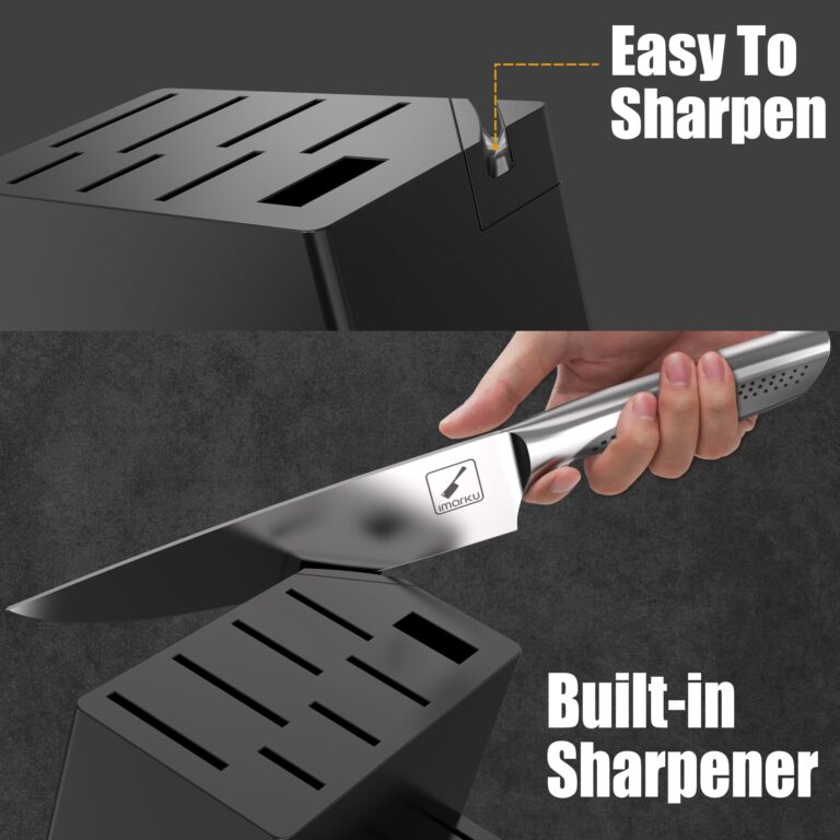 imarku Knife Set,15 PCS Kitchen Knife Set With Block, Premium HC Stainless Steel Knife Block Set With Built-in Sharpener, Kitchen Knives With Ergonomic Handle, Dishwasher Safe, Black - Image 8