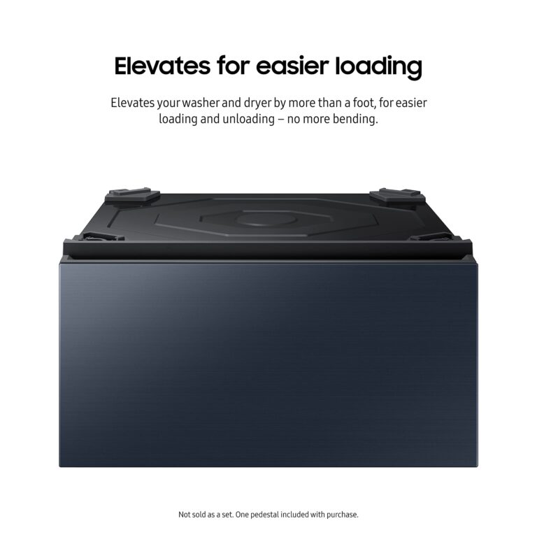 SAMSUNG 27-Inch Bespoke Front Load Washer Dryer Pedestal Stand w/ Pull Out Laundry Storage Drawer, WE502ND, Brushed Navy - Image 5