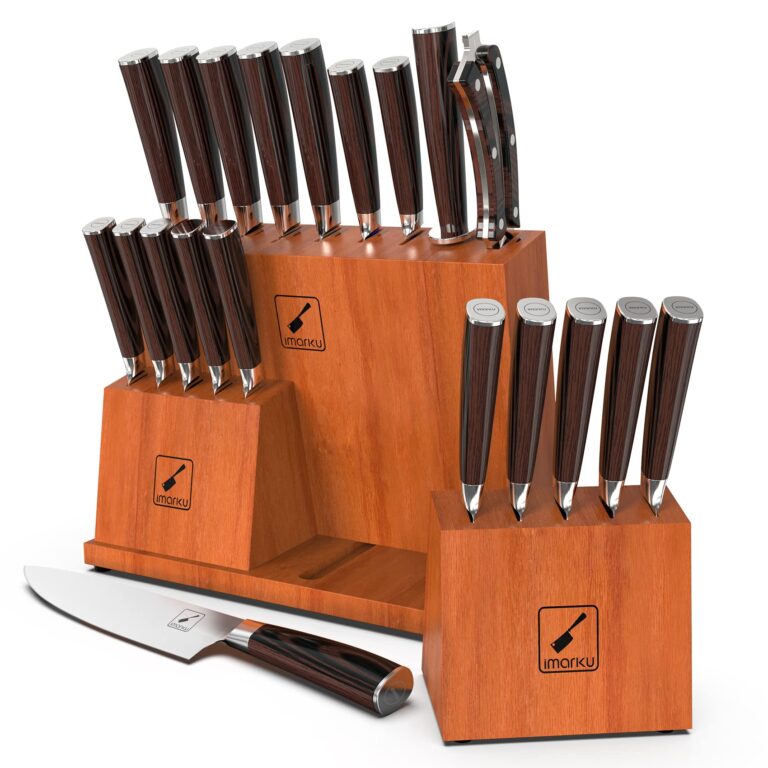 imarku Knife Set, 20-Pieces Premium Kitchen Knife Set, Japanese High Carbon Steel Knife Set with Block and 2 Pull-away Steak Knife Block Set, Best Gifts