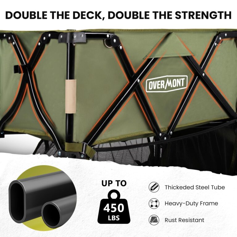 Overmont 400L Foldable Double Decker Wagon - Large Capacity Collapsible Wagon Cart- 52" Extra Long Extender - All-Terrain Big Wheels for Camping Sports School Season, Support Up to 450lbs - Image 4