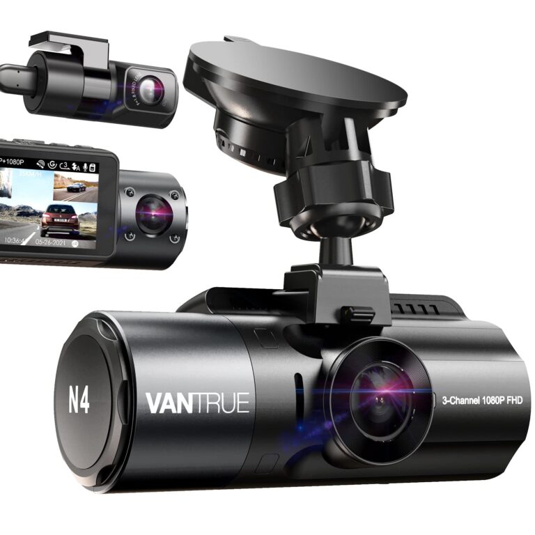 VANTRUE N4 3 Channel Dash Cam, 4K+1080P Dual Channel, 1440P+1080P+1080P Front Inside Rear Three Way Triple Car Dash Camera, IR Night Vision, Capacitor, 24 Hours Parking Mode, Support 256GB Max