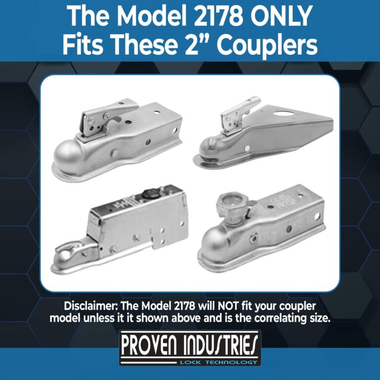 Proven Industries Model 2178 Trailer Lock, Fits 2-Inch Trailer Couplers, Secures Safety Chains, Made in The USA, (Blue) - Image 9