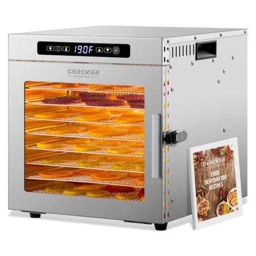 Food-Dehydrator Machine 9 Stainless Steel Trays, 1000W Fruit Dehydrator,7.7ft² Meat Dryer for Jerky,190ºF Temperature Control,24H Timer Dryer Machine for Herbs,Beef