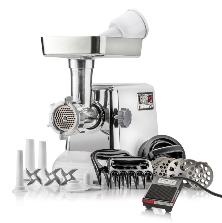 STX International Turboforce 3000 Series 6-in-1 Electric Meat Grinder | 3000W Max | 3-Speed | Foot Pedal | 5 Grinding Die | 3 Stainless Steel Blades | Sausage Stuffer | Kubbe Maker & More Included