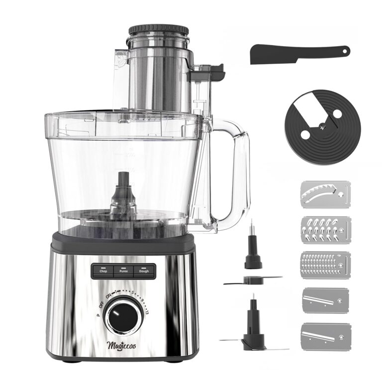 Magiccos 14-Cup Lemon Slicer Food-Processor - Large Feed Chute, 13 Speeds & Pulse, 3 Programs，Cheese Shredding, Cutting Fries, Meat Chopping, Shredding and Slicing, Mixing and Doughing, for Home Use