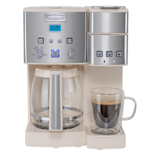 Cuisinart Single Serve + 12 Cup Coffee Maker, Offers 3-Sizes: 6-Ounces, 8-Ounces and 10-Ounces, Cream, SS-15P1CRM