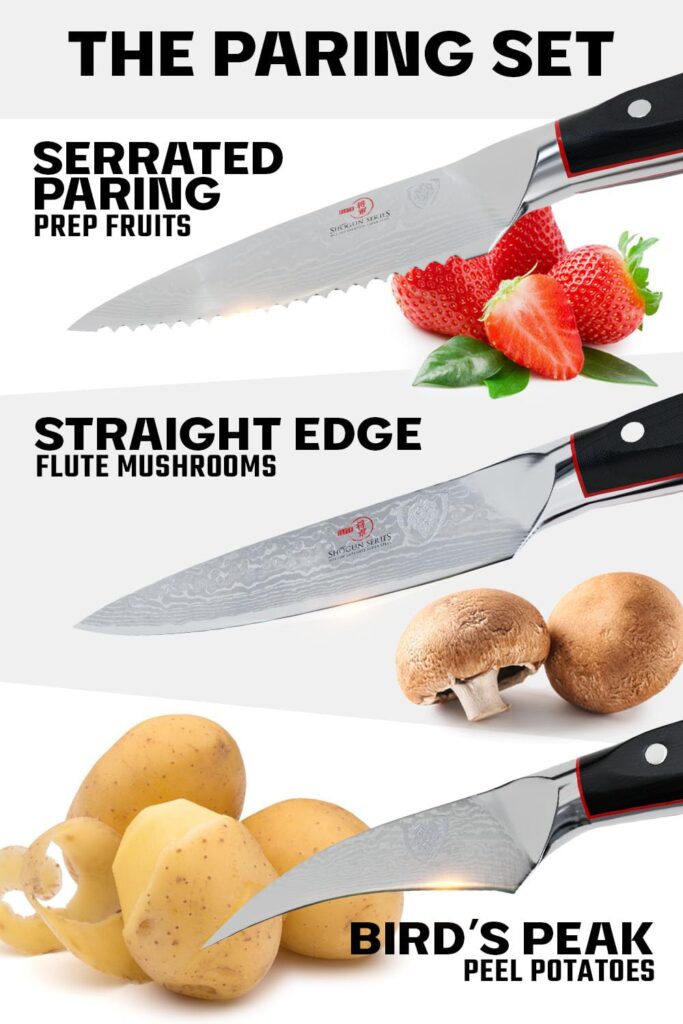 Dalstrong Paring Knife Set-Shogun Series 3pc-Damascus Japanese Super Steel Knife-3.5" Paring,3" Bird's Beak,3.5" Serrated-Razor Sharp Kitchen Set-w/Sheaths - Image 7