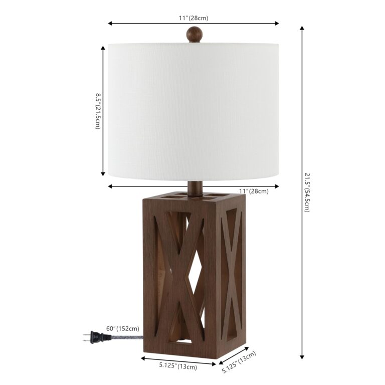 JONATHAN Y JYL1062A-SET2 Stewart 21.5" Wood LED Table Lamp Farmhouse, French Country, Rustic, Bohemian, Bedroom, Living Room, Office, College, Bookcase, Brown (Set of 2) - Image 4
