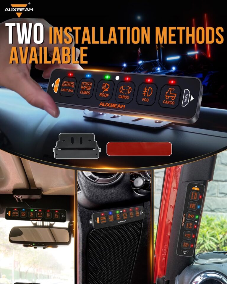 Auxbeam 6 Gang Slim Switch Panel RGB AS-R60 Automatic Dimmable Switch Panel with Toggle Momentary Pulsed LED Switch Pod Off Backlight 12-24V for Truck Offroad Car Boat Waterproof, 2-Year Warranty - Image 5
