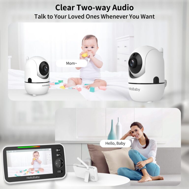HelloBaby HB6550 5" Baby Monitor 3 Cameras, 26-Hour Battery, Pan-Tilt-Zoom,1000ft Range Video Audio Baby Monitor No WiFi, ECO, Night Vision, 2-Way Talk, 8 Lullabies and Temperature, Ideal Gifts - Image 6