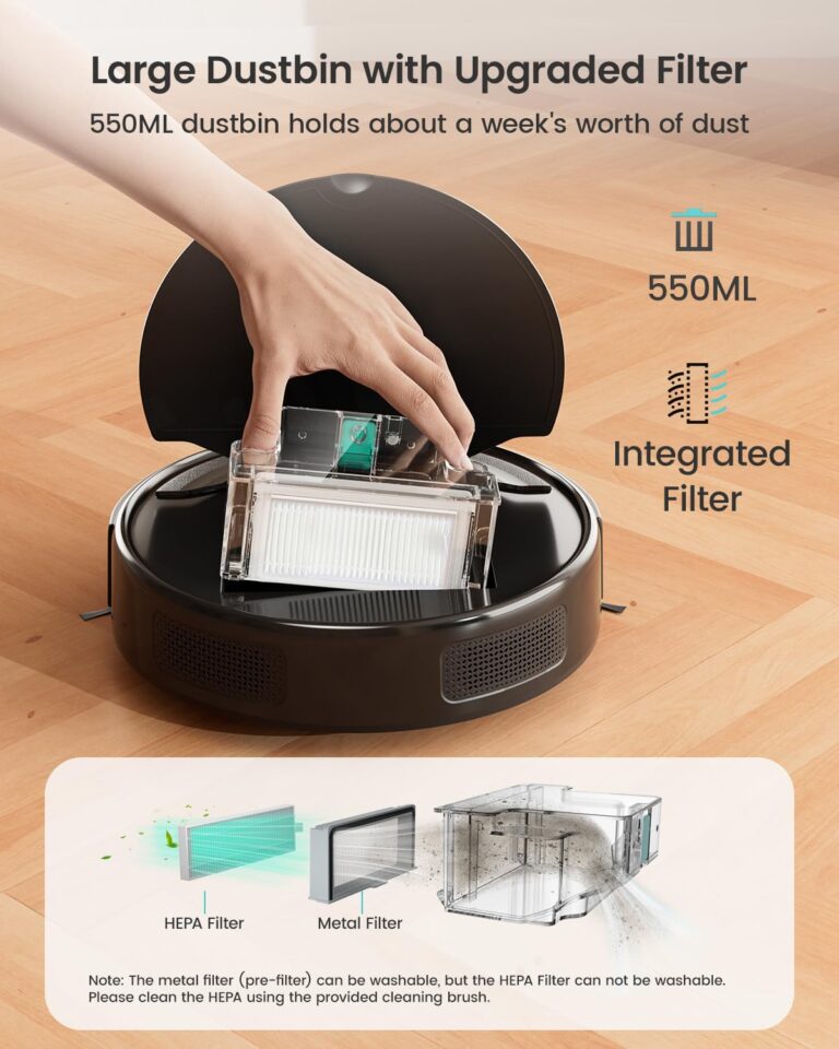 Lefant M310 Robot Vacuum Cleaner, 4500Pa Powerful Suction, PreciSense Obstacle Avoidance, Mini, Quite, 160 Mins Self-Charging Robotic Vacuums, App/Voice/Remote, Ideal for Pet Hair Hard Floors, Black - Image 5