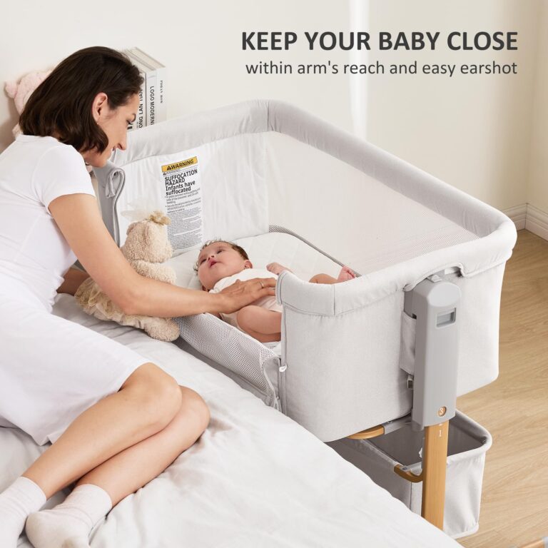 3 in 1 Baby Bassinet, Rocking Bassinet, Bedside Bassinet, 6-Height Adjustable, Bassinet Bedside Sleeper, Bedside Bassient for Baby with Comfy Mattress, Breathable Mesh, Large Storage Basket - Image 7