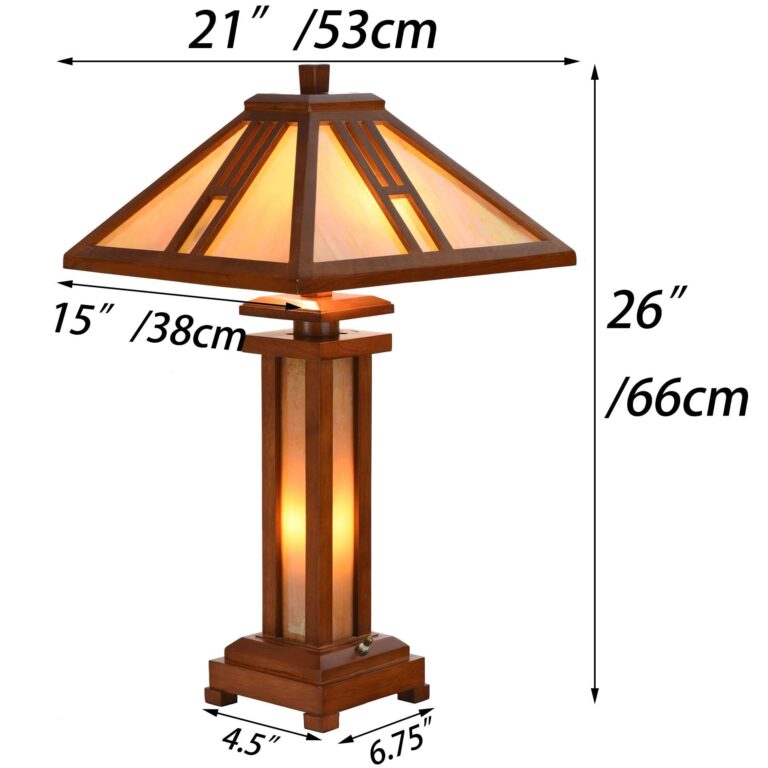 Bieye L10796 Mission Tiffany Style Stained Glass Table Lamp with Wooden Base, 26 inches Tall - Image 5