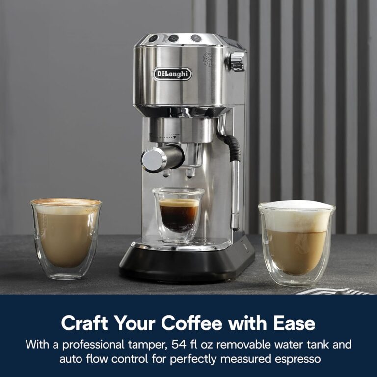 De'Longhi Dedica Arte Espresso Machine with Manual Milk Frother for Espresso, Capuccino, Latte, 35 Ounce Water Tank, Silver, EC885M - Image 4