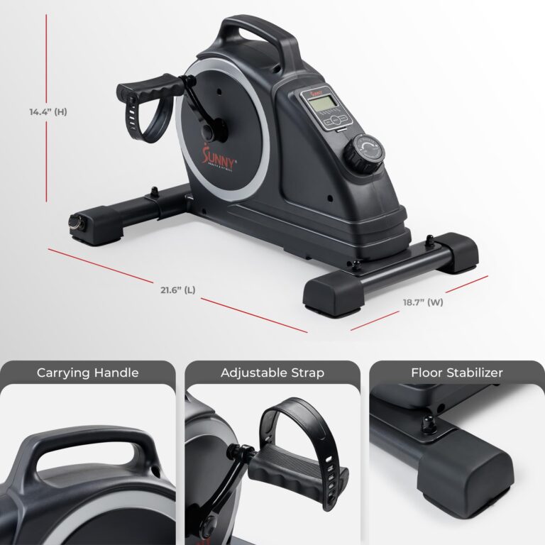 Sunny Health & Fitness Magnetic Compact Under-Desk Mini Exercise Bike, Indoor Full Body Cardio Training Machine w/Resistance Bands, Pedal Exerciser w/Free SunnyFit App Connectivity – SF-B020026SMART - Image 2