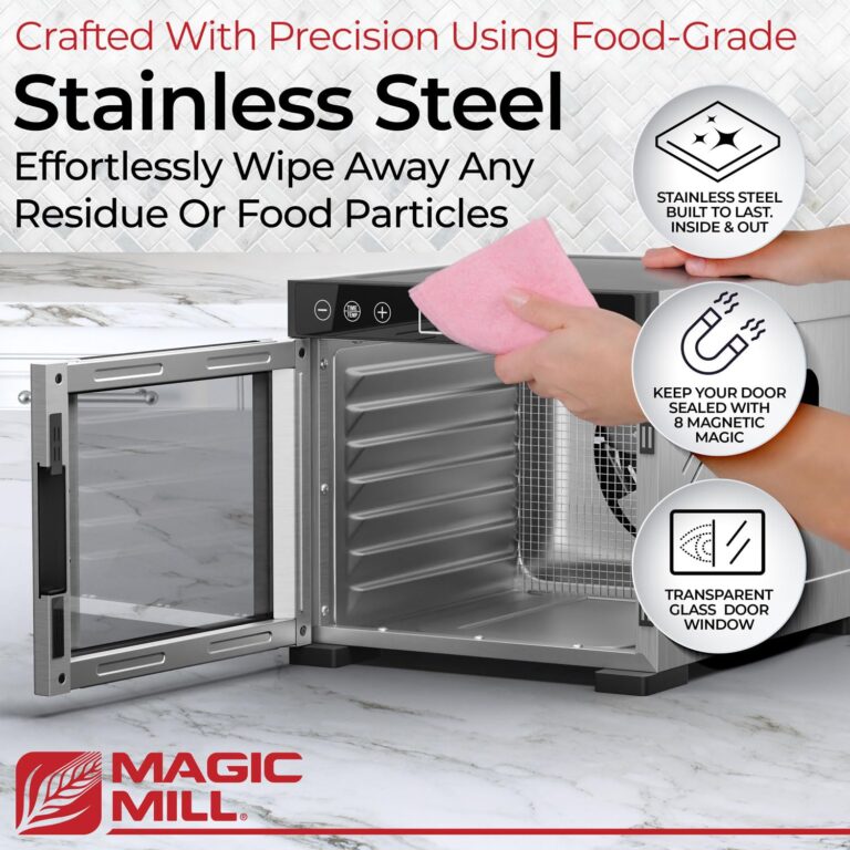 Magic Mill Pro Food Dehydrator Machine | 7 Stainless Steel Trays | Dryer for Jerky, Dog Treats, Herb, Meat, Beef, Fruit | Keep Warm Function, Digital Timer and Temperature Control, ETL Approved - Image 5