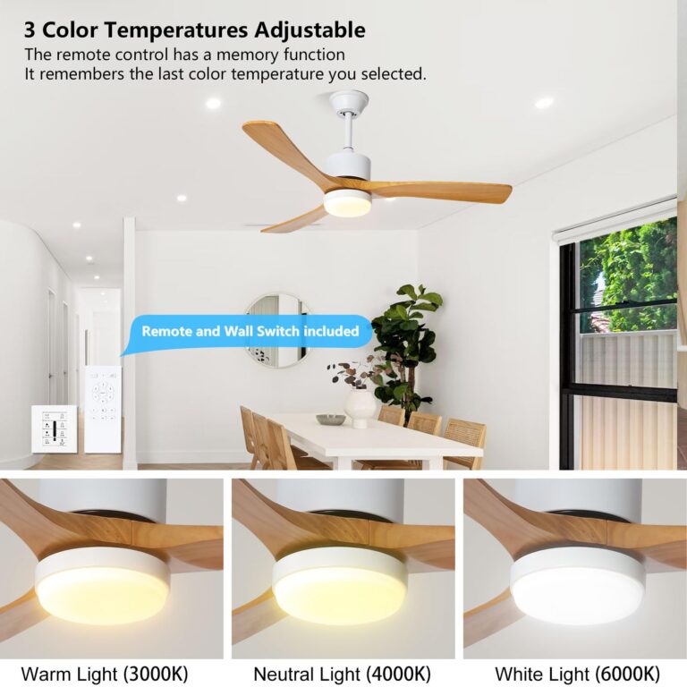 WYIXHOOG 48in Modern Ceiling Fans with Lights and Remote Control 6-Speed Quiet Wood Ceiling Fan Memory Function LED Ceiling Fan Light for Bedroom Living Room Kitchen Indoor Use - Image 7