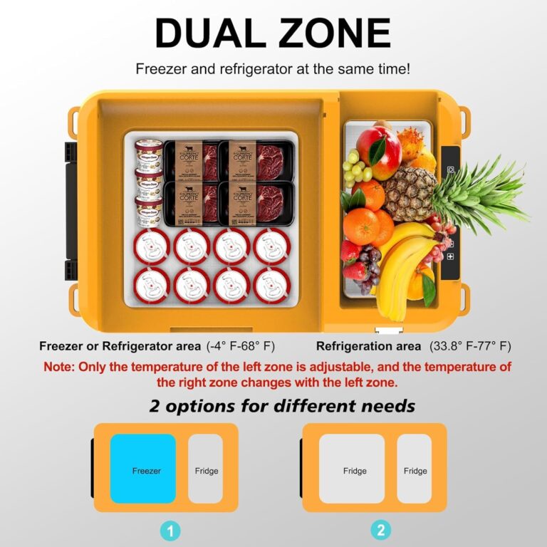 T-SUNiceM 12 Volt Car Fridge, 28 Quart Electric Cooler Dual Zone, Car Refrigerator -4℉~68℉ 12/24V DC & 100-240V AC App Control for Dewalt 18-20V Battery Truck Van RV Camper Travel Camping Road Trips - Image 7