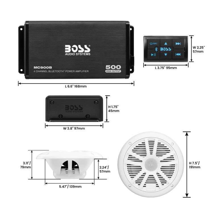 BOSS Audio Systems ASK902B.6 Marine Boat 6.5 inch Speakers and 4 Channel Amplifier Package - 500 High Output, Bluetooth Remote, Waterproof Pouch - Image 3
