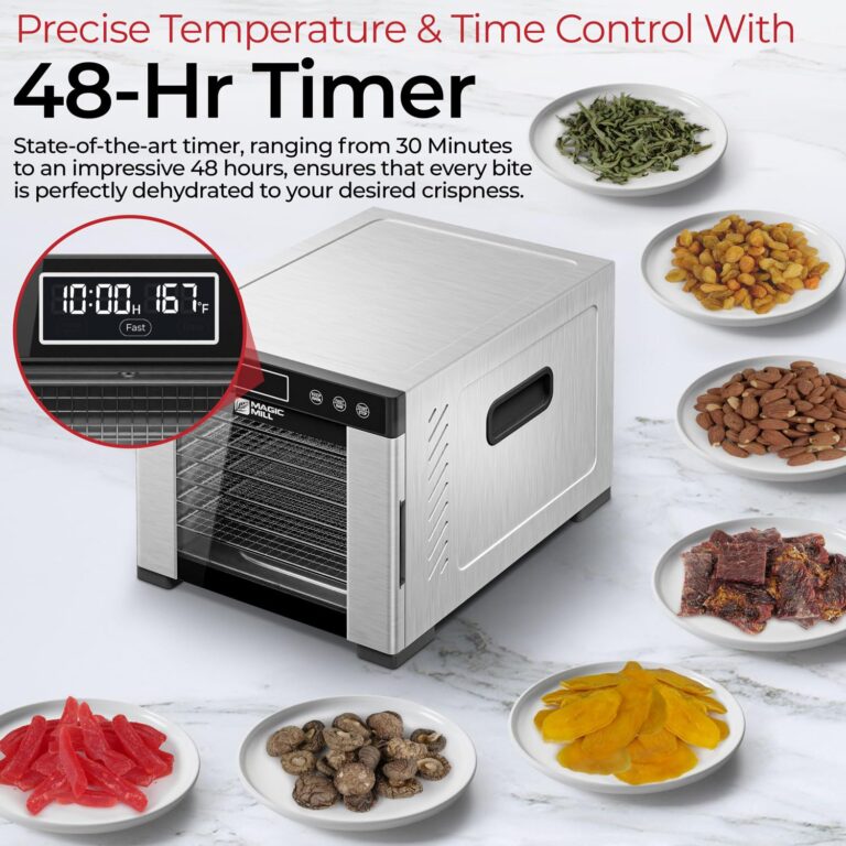 Magic Mill Pro Food Dehydrator Machine | 7 Stainless Steel Trays | Dryer for Jerky, Dog Treats, Herb, Meat, Beef, Fruit | Keep Warm Function, Digital Timer and Temperature Control, ETL Approved - Image 4