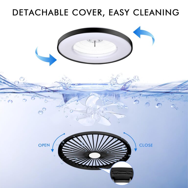 KAMLAM 24" Bladeless Ceiling Fan with Light, Low Profile Ceiling Fan with with Alexa, Remote/APP/Voice Control, Modern Flush Mount Ceiling Fans Dimmable Color Chaning LED-RGB Ambient Light Black - Image 4