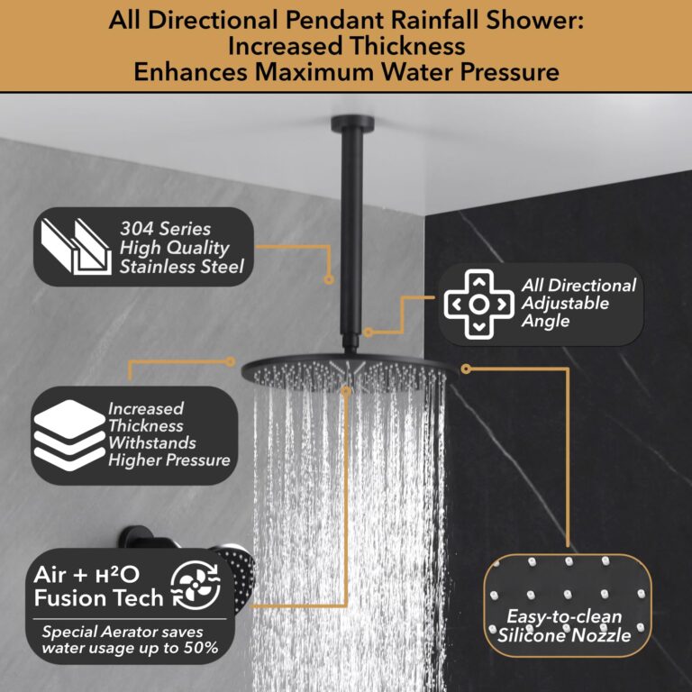 VANFOXLE Thermostatic Shower Faucet Set Matte Black Shower System,Push Button Diverter Shower Faucet with 2 in 1 Handheld, Wall Mount 12 Inch Shower Head with 6 Inch Shower Head - Image 5