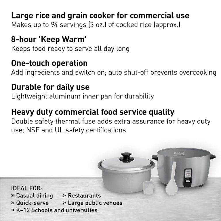 Panasonic Commercial Rice Cooker, Large Capacity 46-Cup (Cooked), 23-Cup (Uncooked) with One-Touch Operation and 8-Hour Keep Warm - SR-42HZP - Silver - Image 6