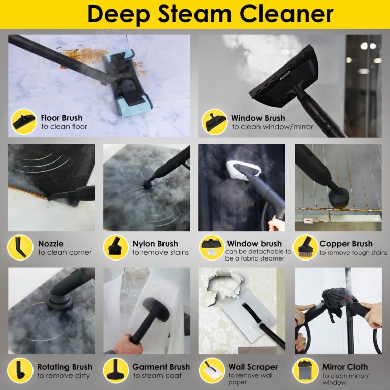 Potlimepan 1500 Watt Deep Steam Cleaner With Attachments - Portable for Home, Upholstery, Tile and Grout - On-Board Storage (WJ528(NK-0698)) - Image 5