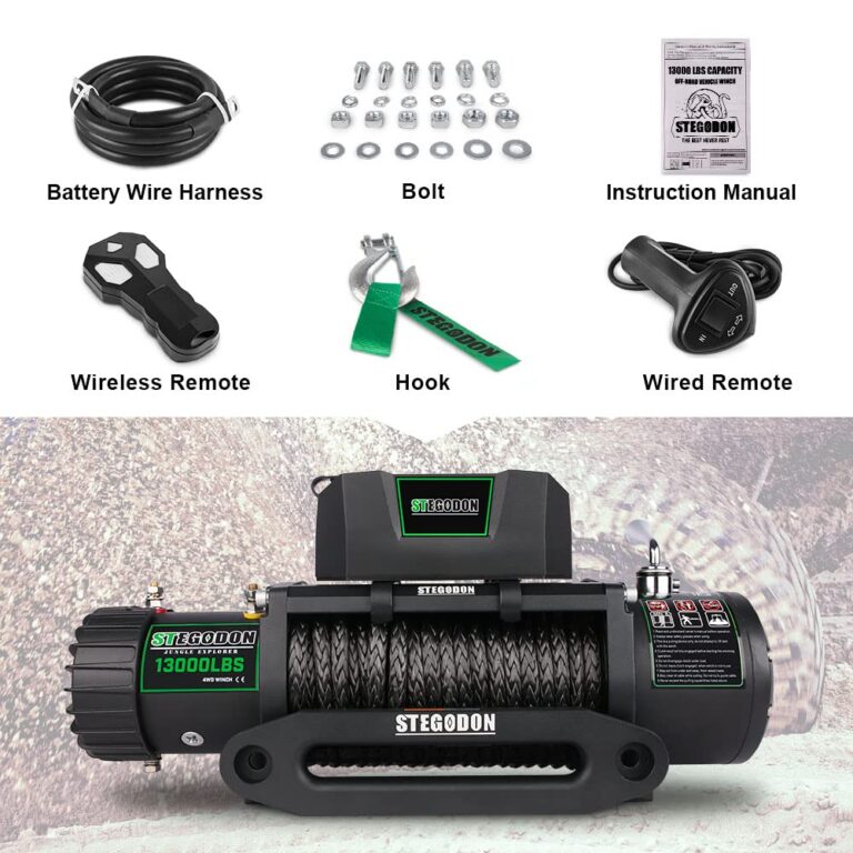 STEGODON Winch 13000 lb Winch 12V Electric Winch Synthetic Rope Winch Rough Country Winch with Hawse Fairlead,Wired Handle and Corded Control for Jeep Truck SUV - Image 3