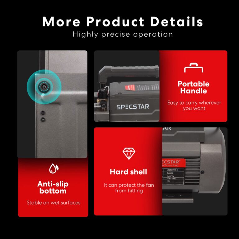 SPECSTAR 110V 9.6 CFM 1 HP Dual-Stage Rotary Vane HVAC Air Vacuum Pump for R12 R22 R134a R410a Systems with Oil Bottle - Image 4