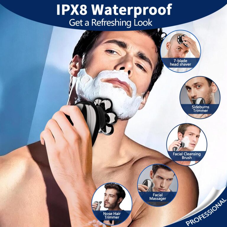 Head Shavers for Bald Men, Electric Razor, IPX8 Waterproof Dry/Wet Bald Head Shaver with 10000 RPM High-Speed Motor, Rechargeable Head Razor with LED Display, USB-C Cable, Perfect for Home & Travel - Image 6