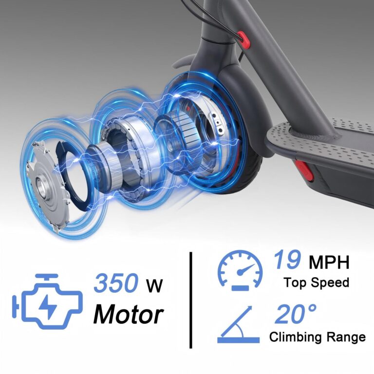 SURPOOTER Electric Scooter, Powerful 350W Adult Electric Scooter, Up to 19Mph and 8.5" Solid Tires, with Dual Braking System and Intelligent Program Control Design - Image 4