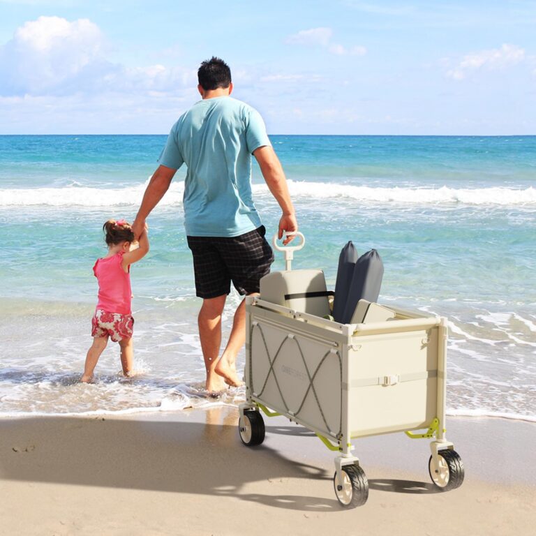ONEFOREST Collapsible Wagon Cart with Canopy Tent, Portable Large Capacity Foldable Wagon Cart, Heavy Duty Garden Cart with Wheels for Camping Sports Beach Backyard and Picnics - Image 2