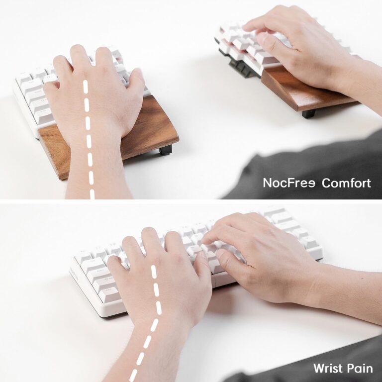 NocFree Wireless Ergonomic Split Mechanical Keyboard with Wrist Rest- Linear, RGB, Hot-Swappable, Compact 60% Layout, Foam Palm Rest, Programmable for Mac & Windows, PBT Keycaps - Image 7