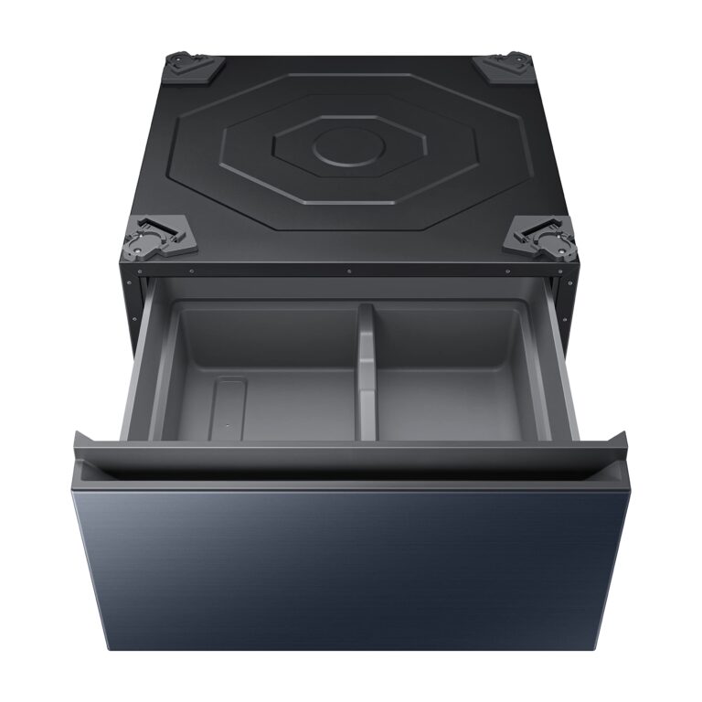 SAMSUNG 27-Inch Bespoke Front Load Washer Dryer Pedestal Stand w/ Pull Out Laundry Storage Drawer, WE502ND, Brushed Navy - Image 8