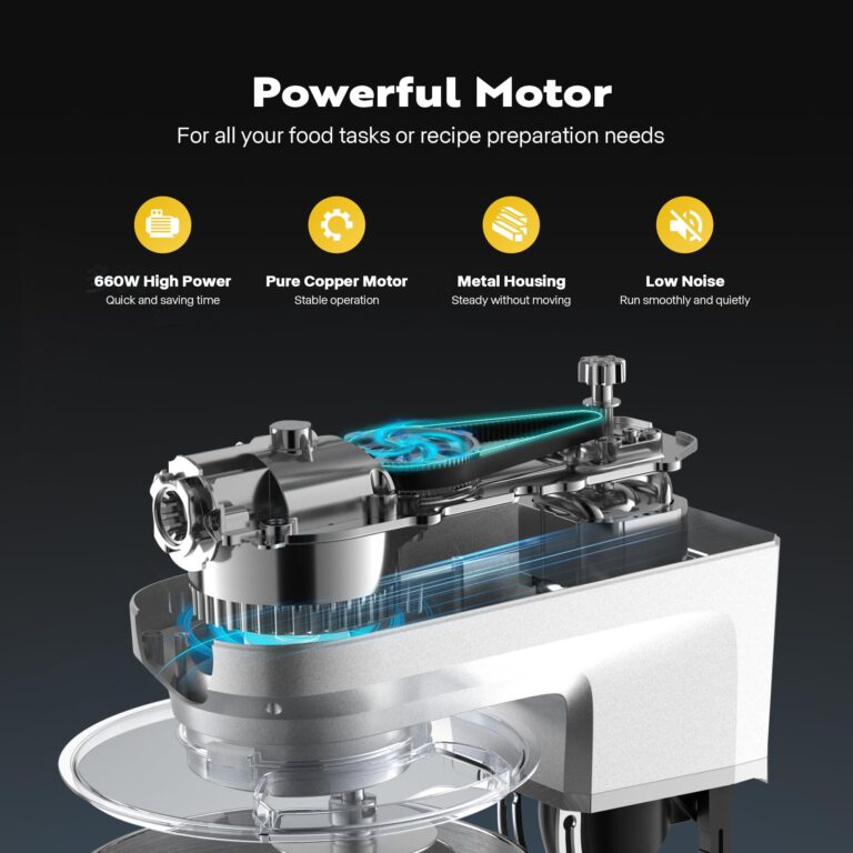 VIVOHOME 6 in 1 Multifunctional Stand Mixer with 8.5 Quart Stainless Steel Bowl, 660W 10 Speed Tilt-Head Meat Grinder, Juice Blender, Vegetable Slicer, Pasta and Cookie Maker, Silver - Image 3