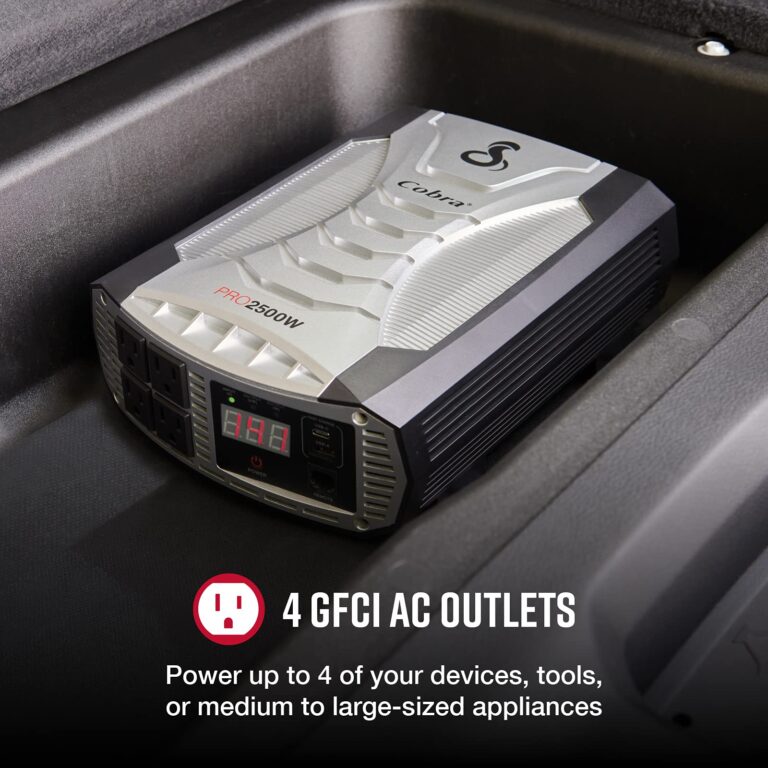 Cobra PRO 2500W Professional Grade Power Inverter, Portable – 2500-Watt Car Charger, 4 Grounded AC Outlets, 2 Fast Charge USB Ports and Remote Controller (CPIALCDG1) Compatible - Image 5