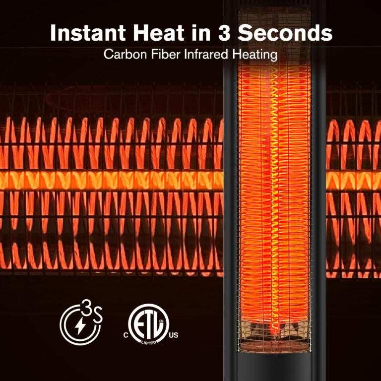 ThermoMate Outdoor Indoor Electric Patio Heater, 1500W 38.5" Portable Tower Infrared Heaer, IP55 Rated Space Radiant Heater with Remote, Timer, Tip-over Protection for Backyard, Restaurant & Garage - Image 3