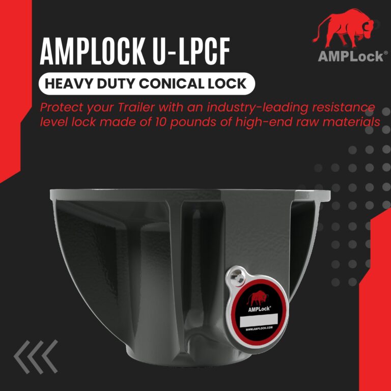 AMPLock - U-LPCF Heavy Duty Trailer Kingpin Lock, Patented Cylinder Lock, Commercial Trailer Security Conical King Pin Lock, Reliable Heavy Duty Kingpin Lock for Enhanced Trailer Protection & Security - Image 8