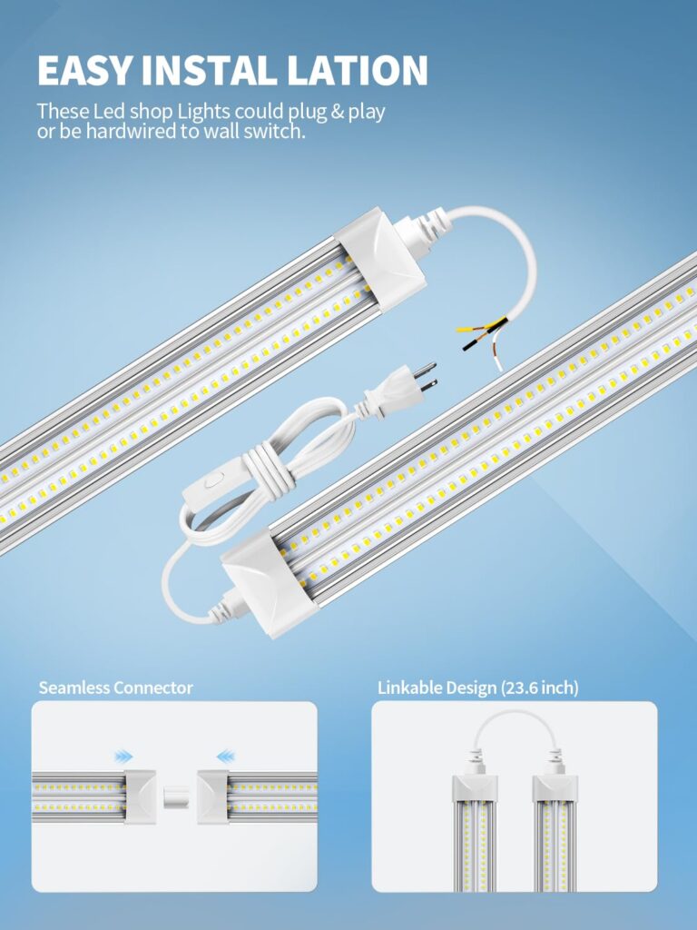 ELEKICO 8' Led Shop Lights,Super Bright 19500LM 100W 5000K 8FT Led Shop Light for Garage,Linkable 8FT Led Garage Ceiling Lights for Garage Ceiling Shop Workshop Warehouse - Image 4