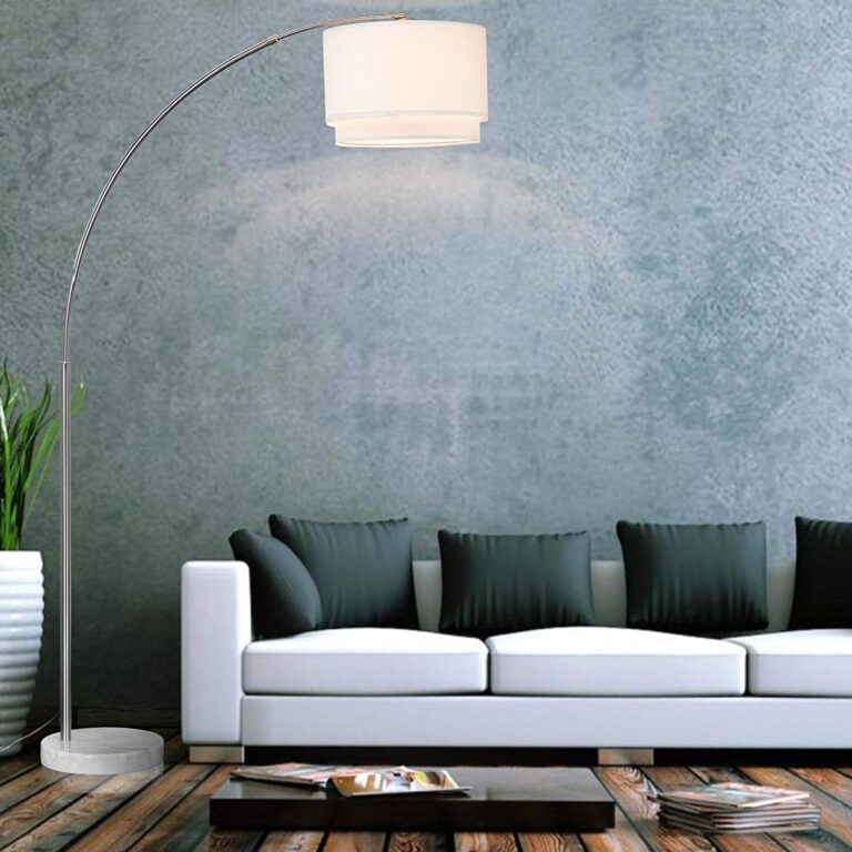 Major-Q Modern 81" Arc Tall X-Large Living Room-Stand Up Arching Drum Shade Large Floor Lamp with Real Marble Base for Bedrooms-Corner Lamp for Office Lighting (White) - Image 5